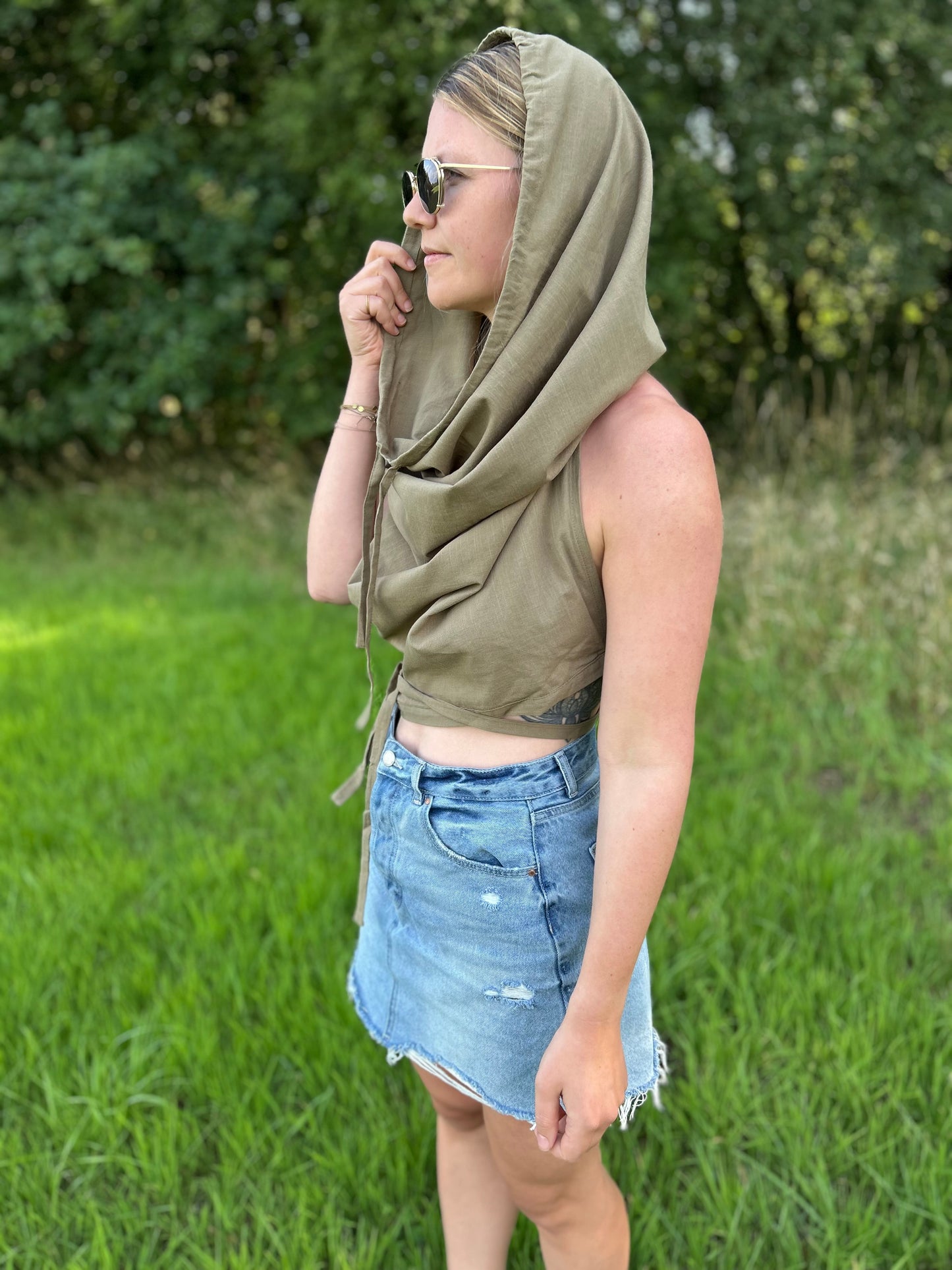 FOREST HOODED TOP GREEN